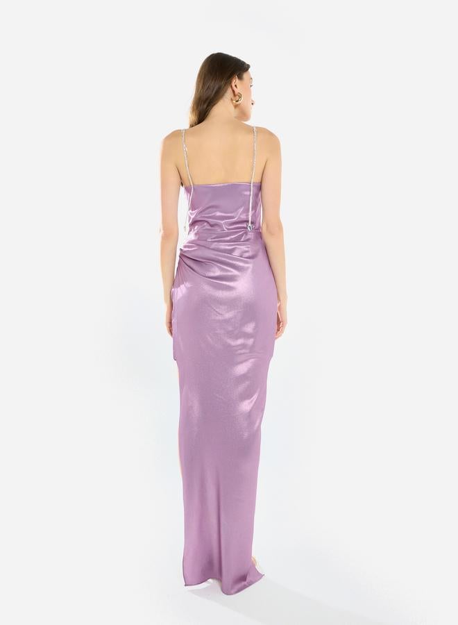 House of Moda Women Cowl Neck Crystal Strap Gown Maxi Dress - Image 5